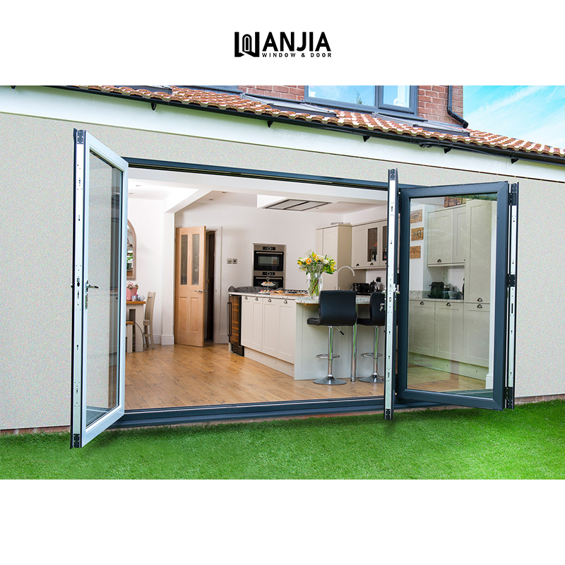 Алюминиевые раздвижные стеклянные двери-гармошка для террас