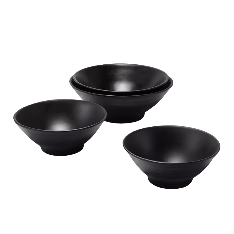 Wholesale Reusable Melamine Noodle Dinner Bowl Black Frosted Ramen Bowl for Restaurant