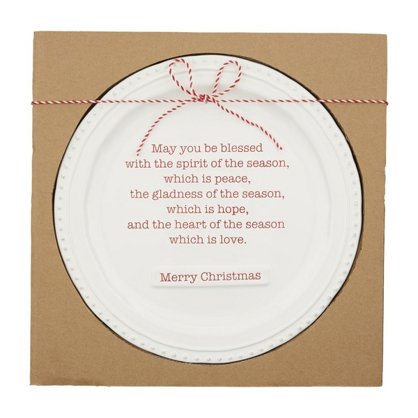 Christmas Blessing Platter with Phases of Blessing Printed in Red Font