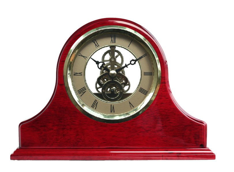 Grand Rosewood Piano Finish Wooden Mantel Desk Clock Skeleton Movements