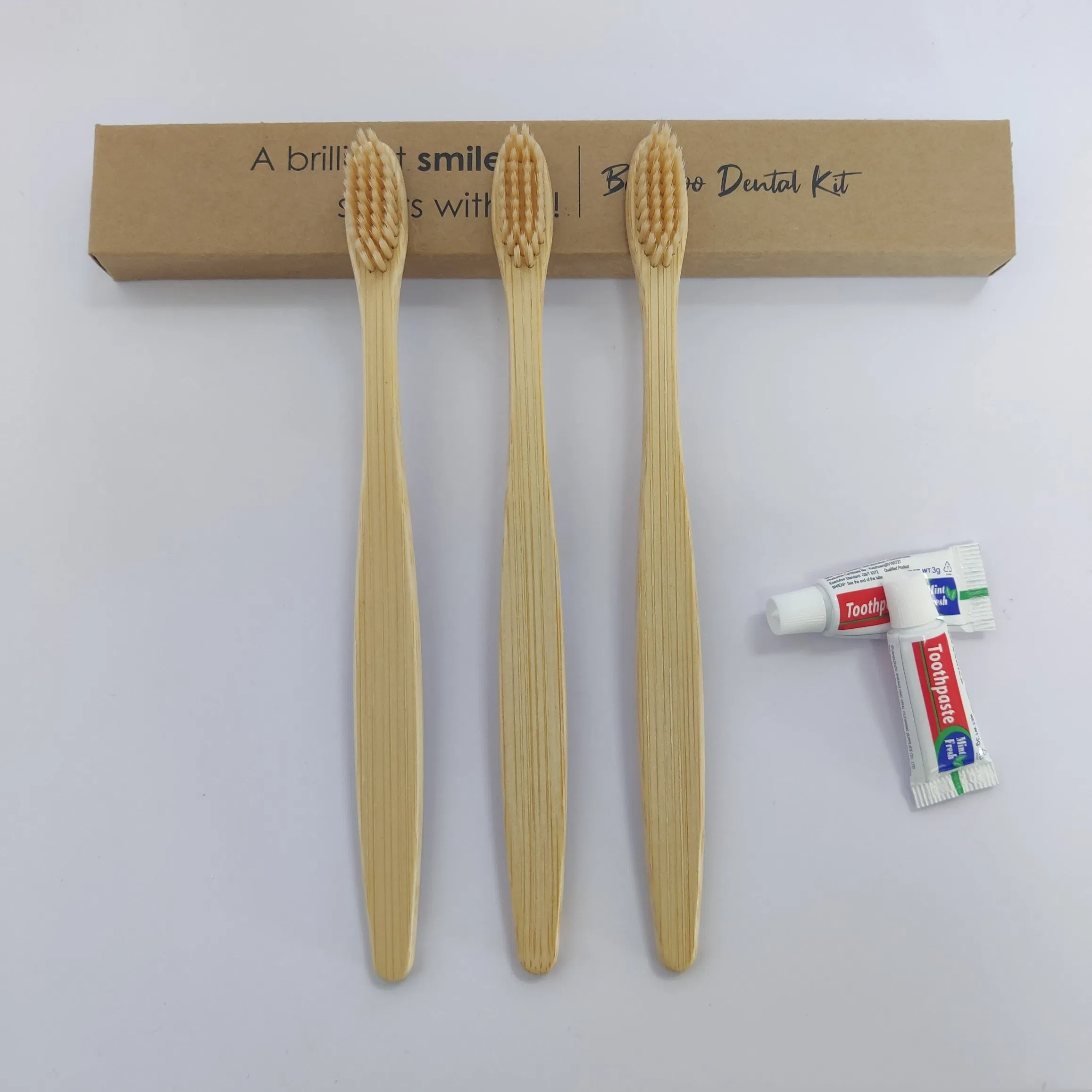Disposable Hotel Amenities Dental Kit Hotel Toothbrush with Toothpaste in Kraft Box Packing