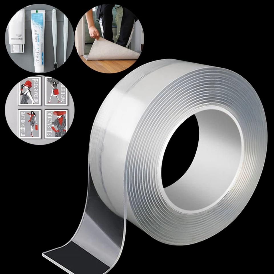 1mm Invisible Double Sided Gel Wall Tape No Trace Reusable Washable Traceless Adhesive Tape Nano Tape