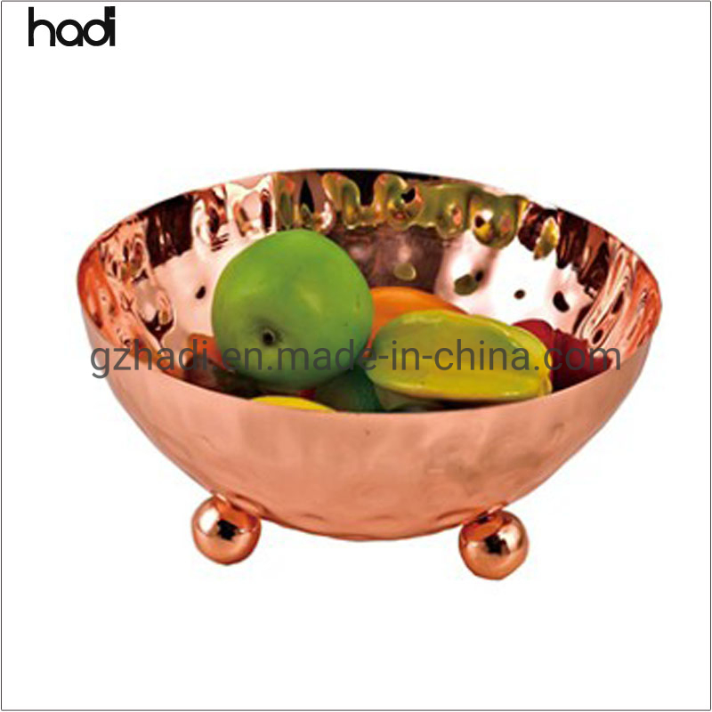 Guangzhou Wholesale Supplier Buffet Decoration Bowl Hammered Round Salad Bowl Set German Silver Fruit Bowl Stainless for Sale