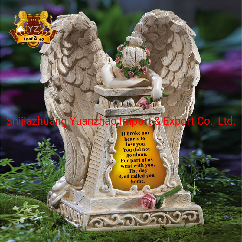 Memorial Hand Carved Stone Graveyard Ornament Granite Headstone Monument Marble Praying Angel Statue Tombstone