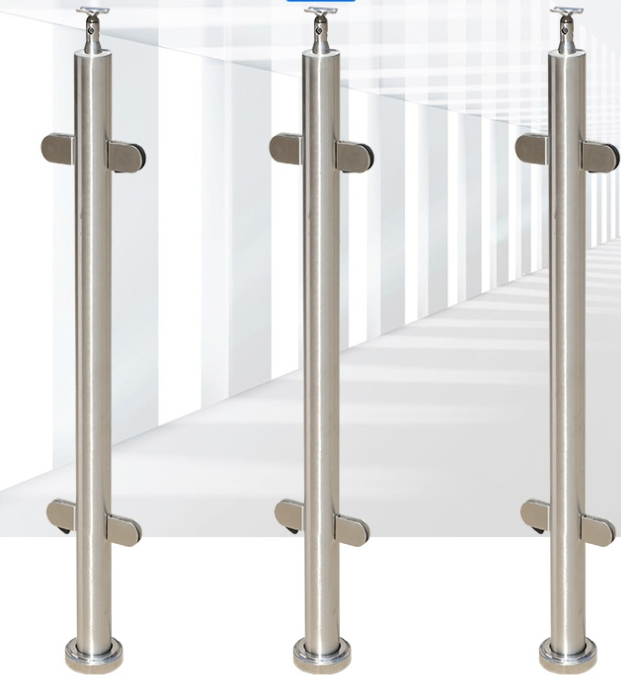 2 " Stainless Steel Balustrade Post with Side Channel for an Outdoor Balcony Fence Project