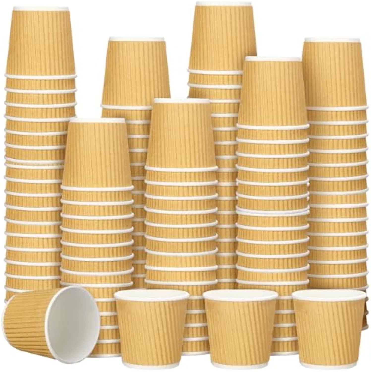 8oz 12oz 16oz Customized Design Drinking Cup Disposable Printed Paper Double Wall Ripple Paper Coffee Cups