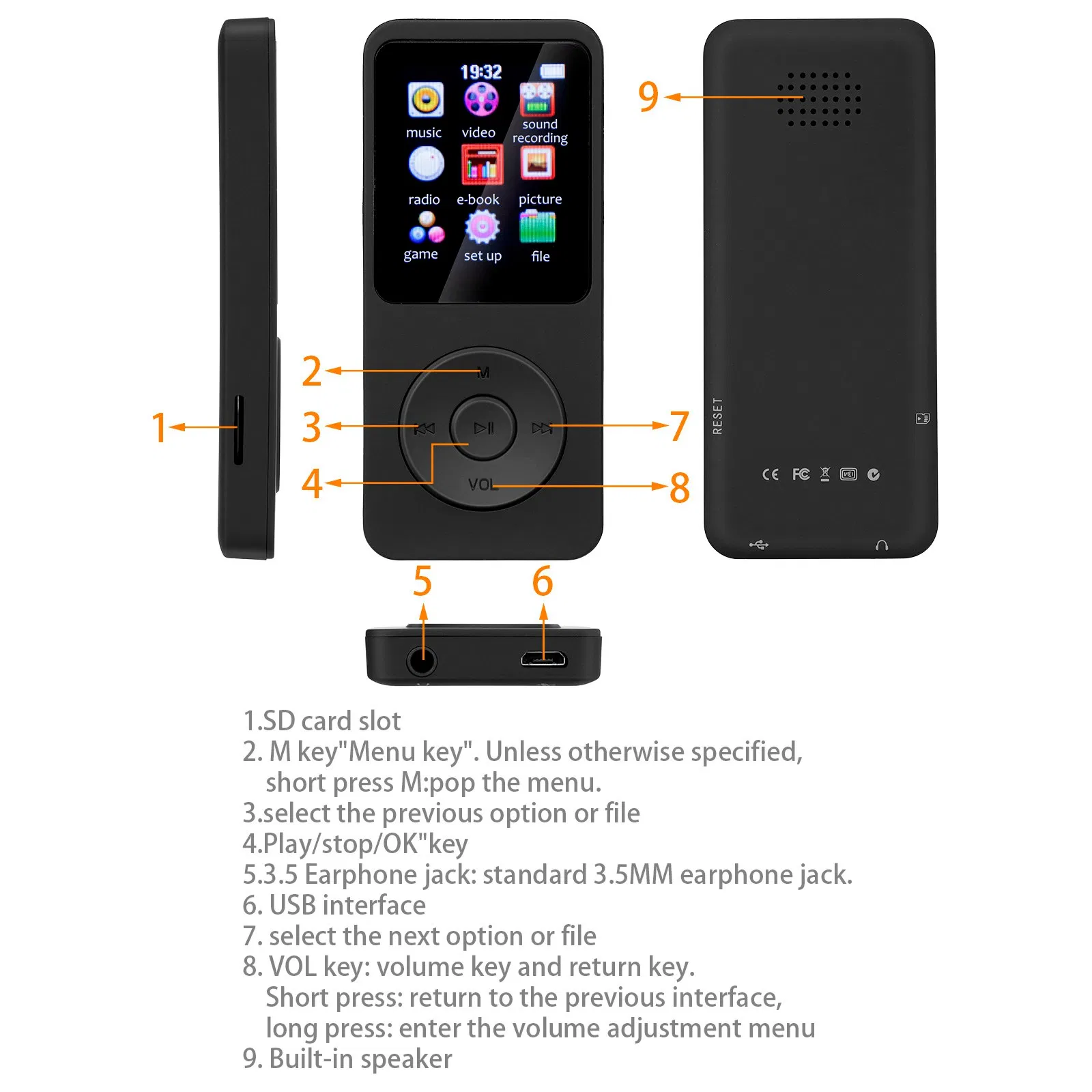 Портативный MP3-плеер с Bluetooth и экраном 1.8 дюйма