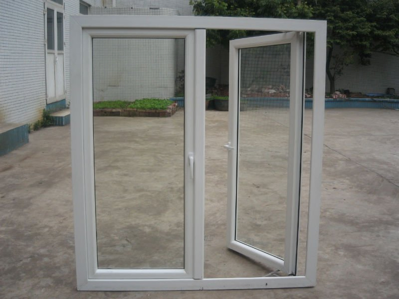 PVC Double Glazed Casement Window with Grill Design
