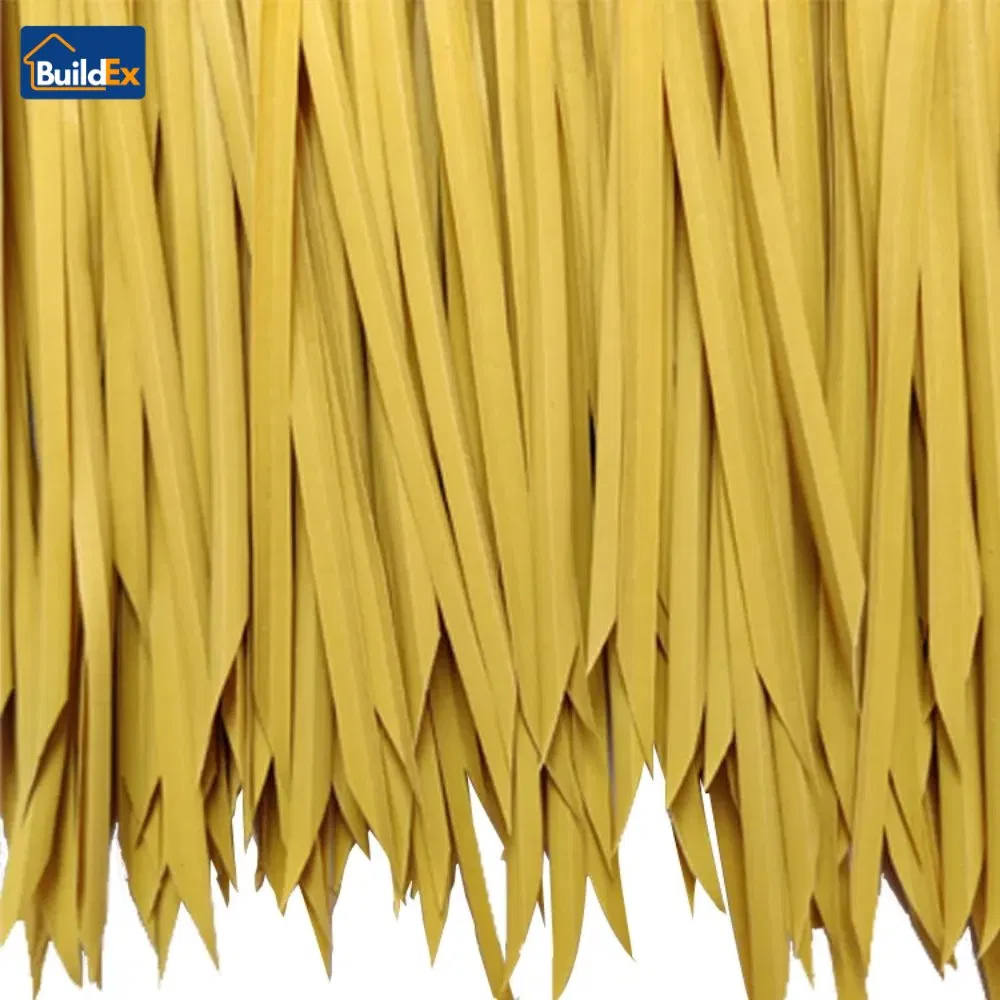 UV Proof Artificial Tiki Thatch Roofing Tiles HDPE Plastic Fire Retardant Synthetic Palapa Thatched Reed
