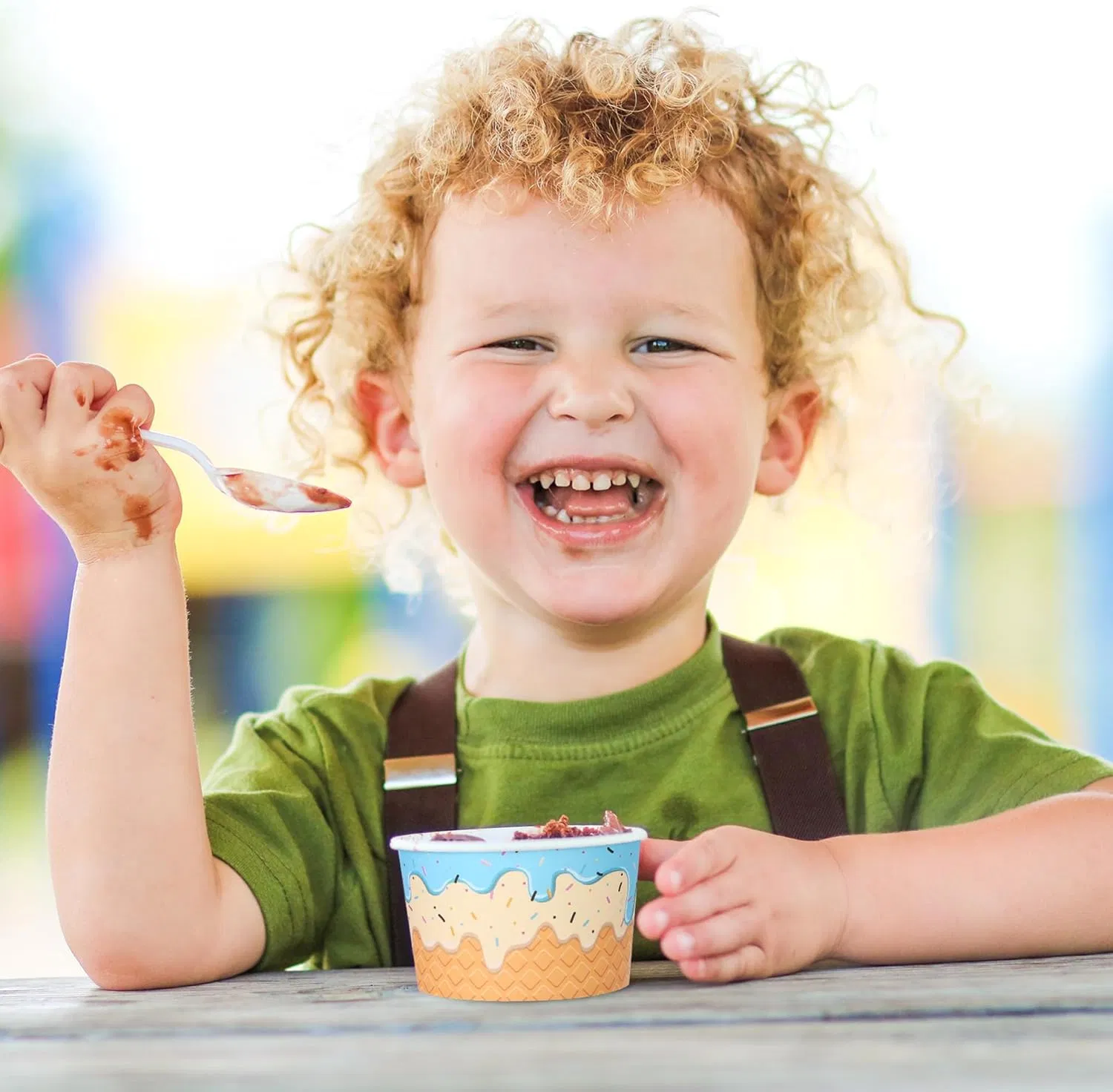 Eco Friendly Customized Ice Cream Packaging Container with Lid and Spoon