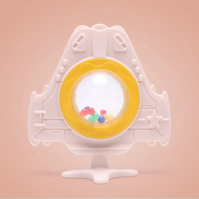 New Arrival Baby Chewing Toy Space Ship Shape Rattle Bell Silicone Baby Teether