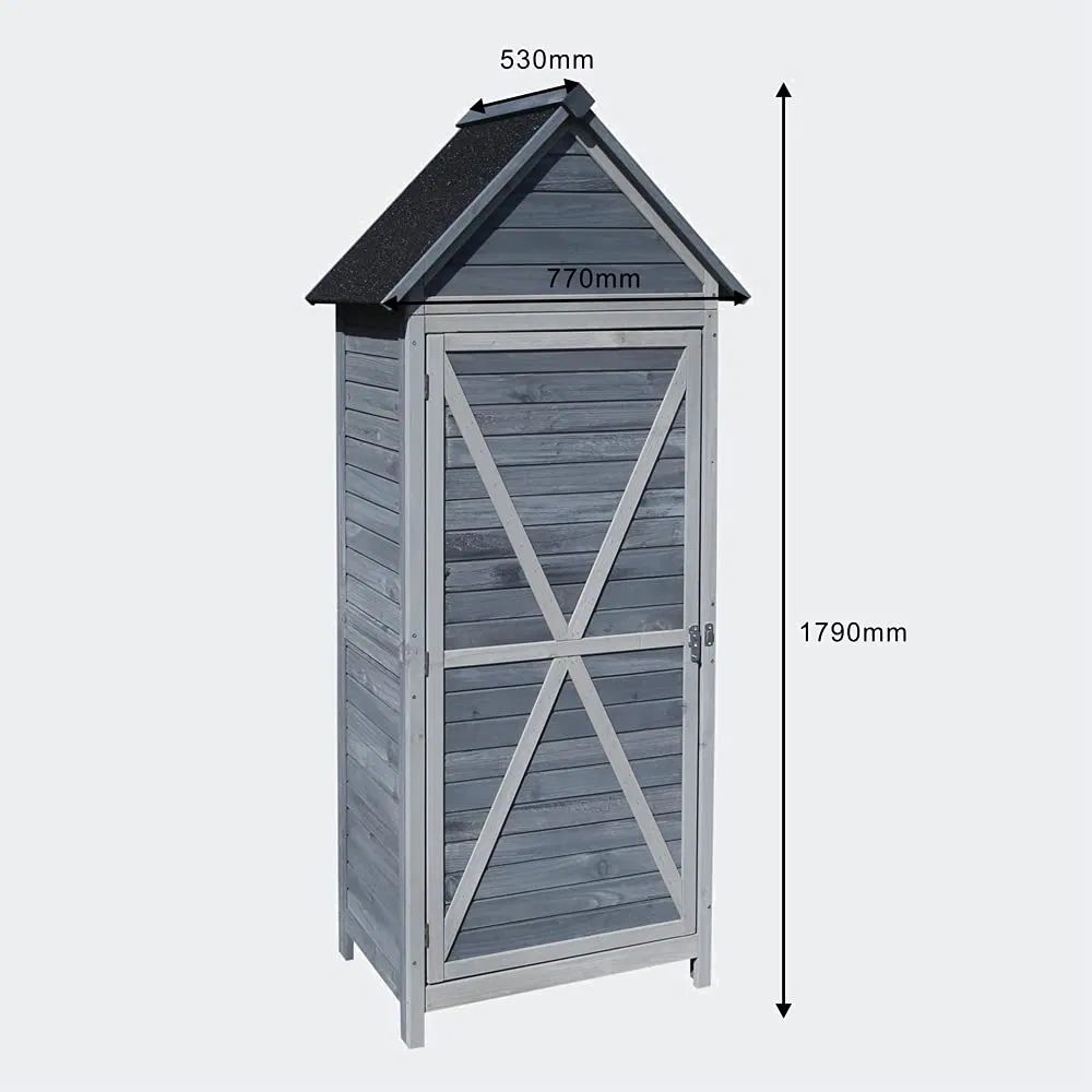 Garden Storage Cabinet in Grey Wood, 77 X 53 X 179 Cm