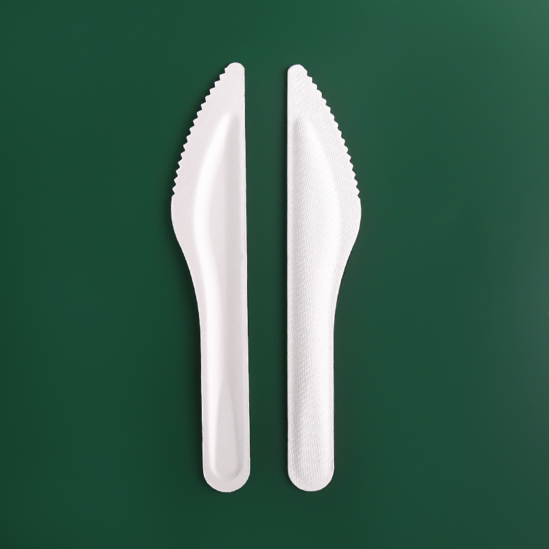 Disposable Paper Knife Made by Bagasse Pulp Individually Wrapped Available