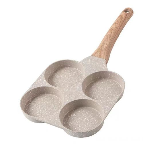 4 Holes Cast Aluminium Egg Pan Breakfast Cookware Omelette Pancake Frying Pan