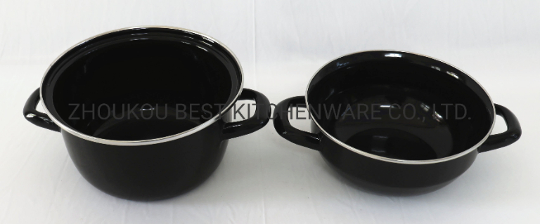 Red Enamel Mussel Pot for Home Cook Usage