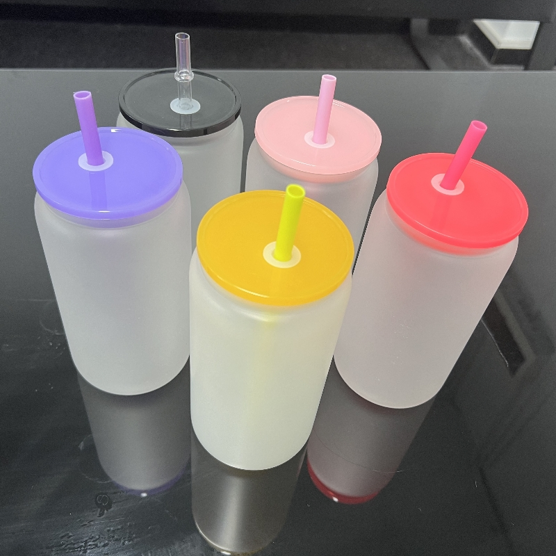Wholesale Customizable 16oz High Borosilicate Glass Jars for Beer & Juice Drinking with Lids & Straws Sublimation Tumblers Cups Can