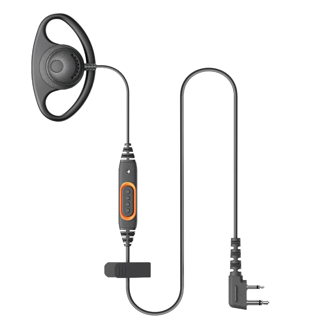 in-Line Ear Hook Earphone D Shape for Motorola Kenwood Icom Vertex Hytera