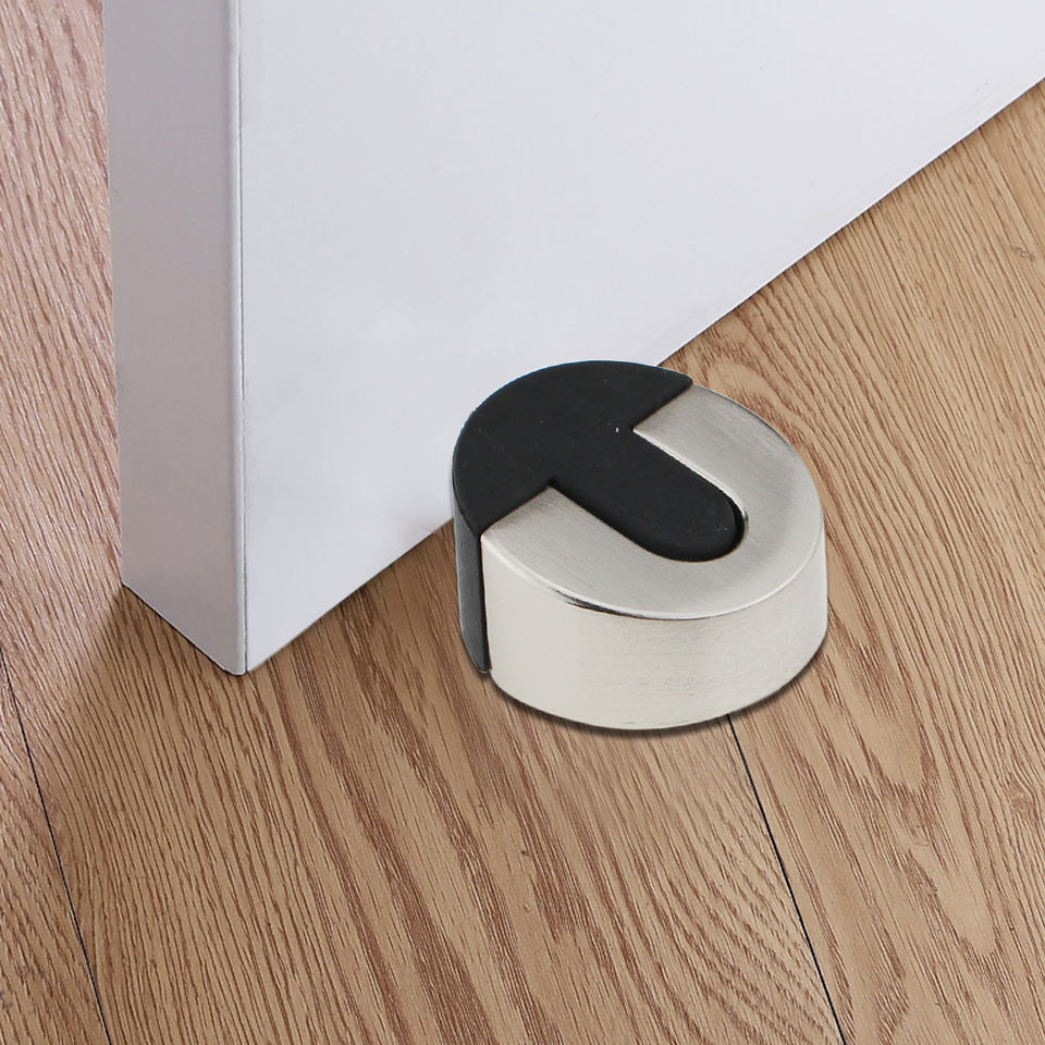 Stainless Steel Black Rubber Floor Mounted Door Stop Door Holder