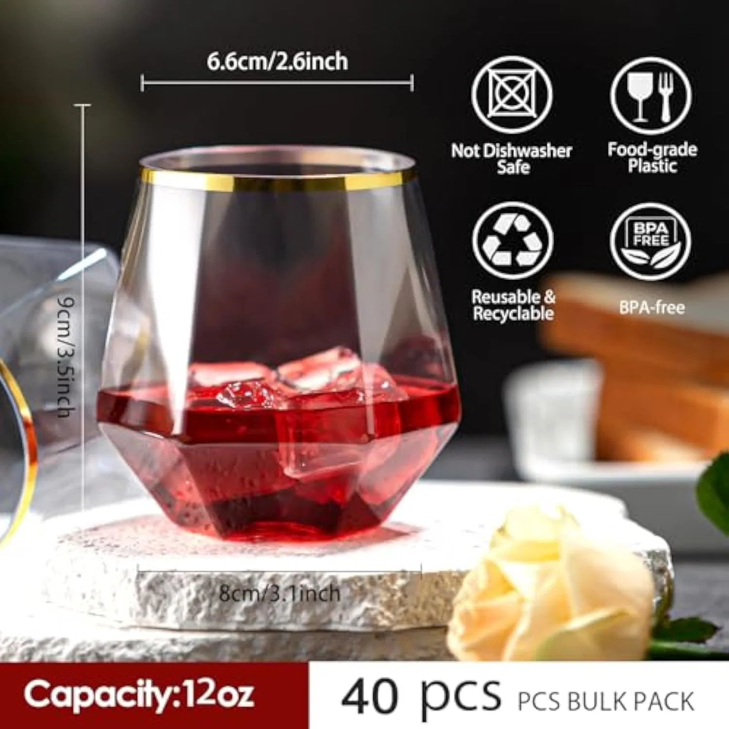 Небьющийся бокал для вина и шампанского Diamond Glassware, 12 унций