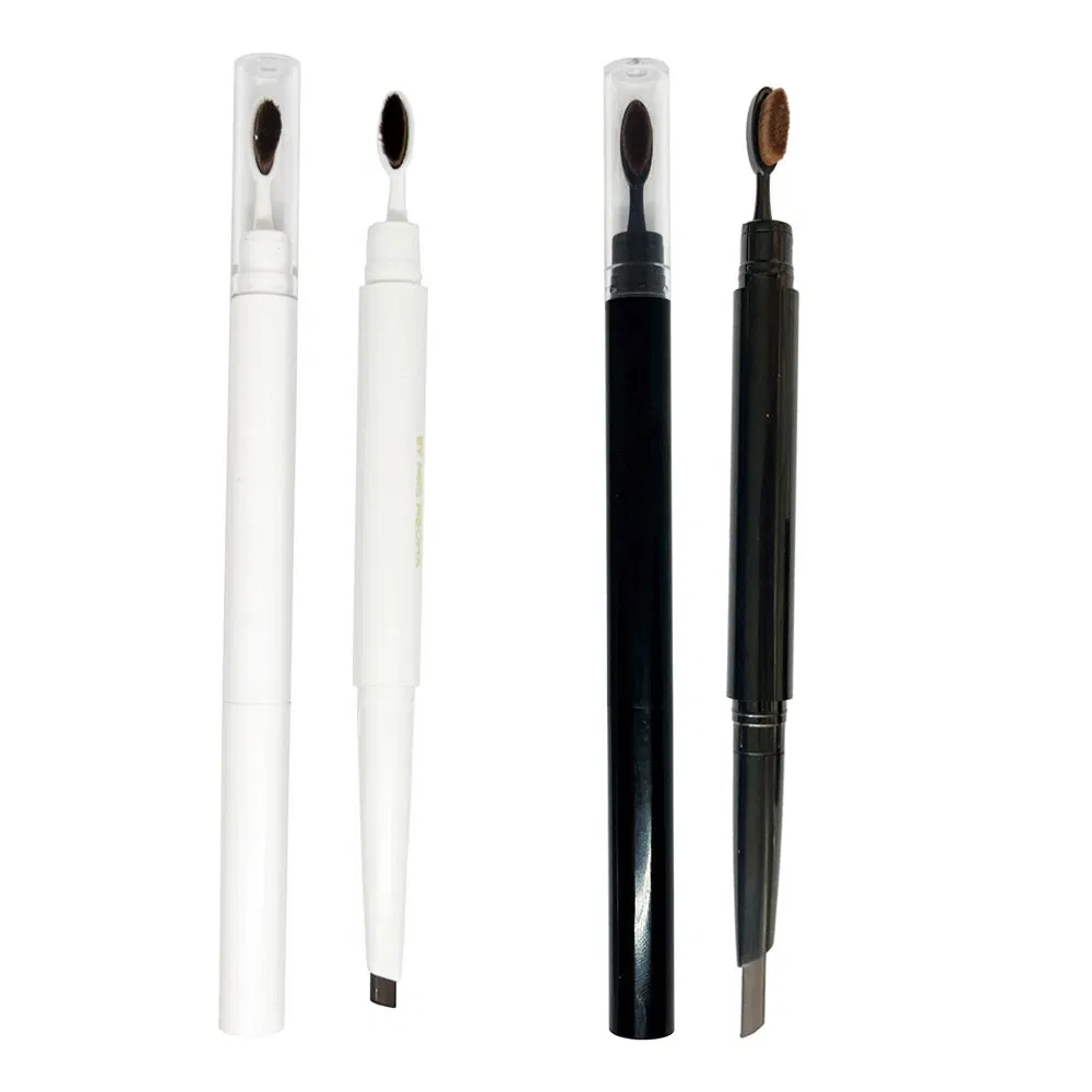Double Headed Triangle Eyebrow Pencil with Toothbrush Head Makeup Pen