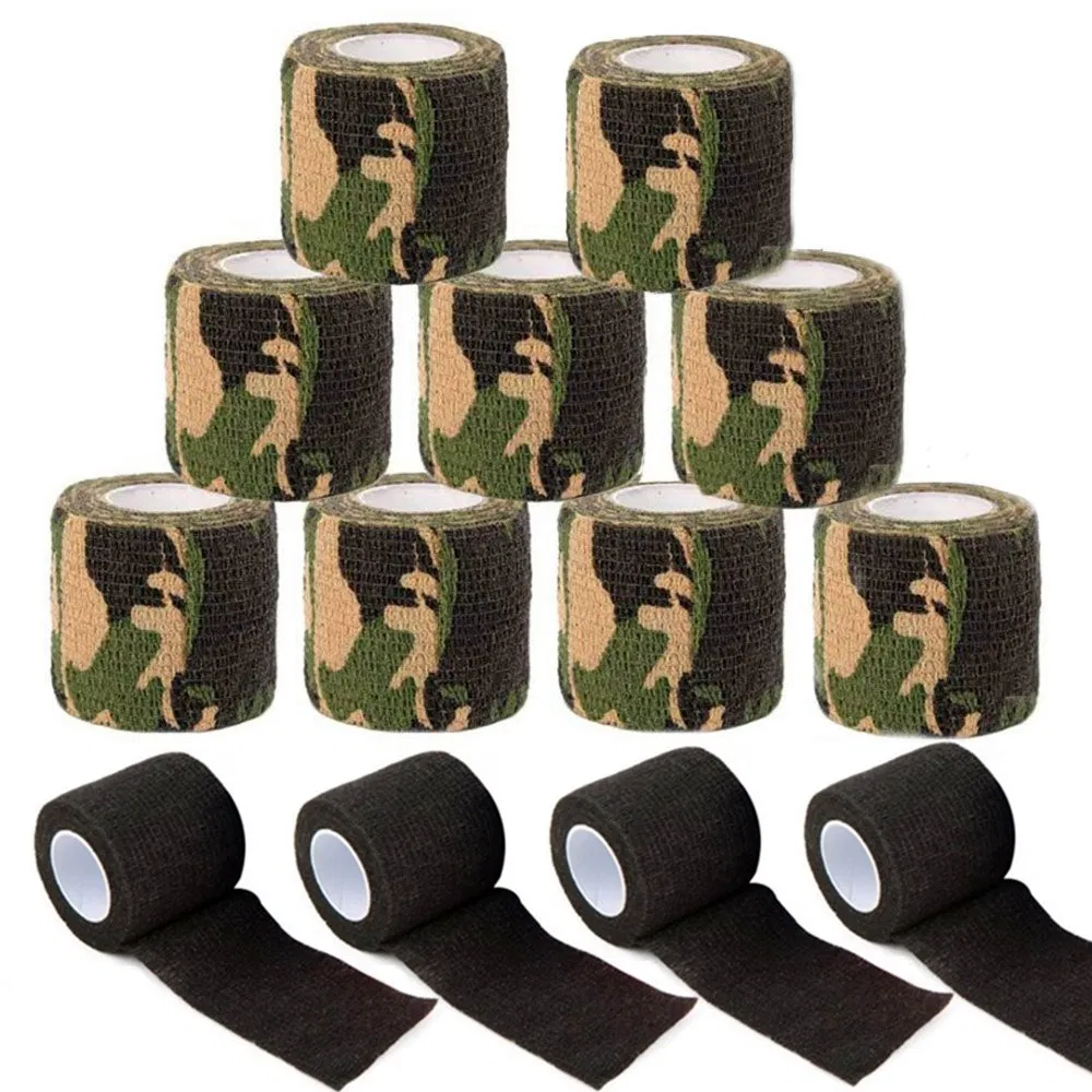50mm 2 Inch Non-Woven Tape Self Adhesive Camouflage Elastic Bandage Tattoo Grip Wraps