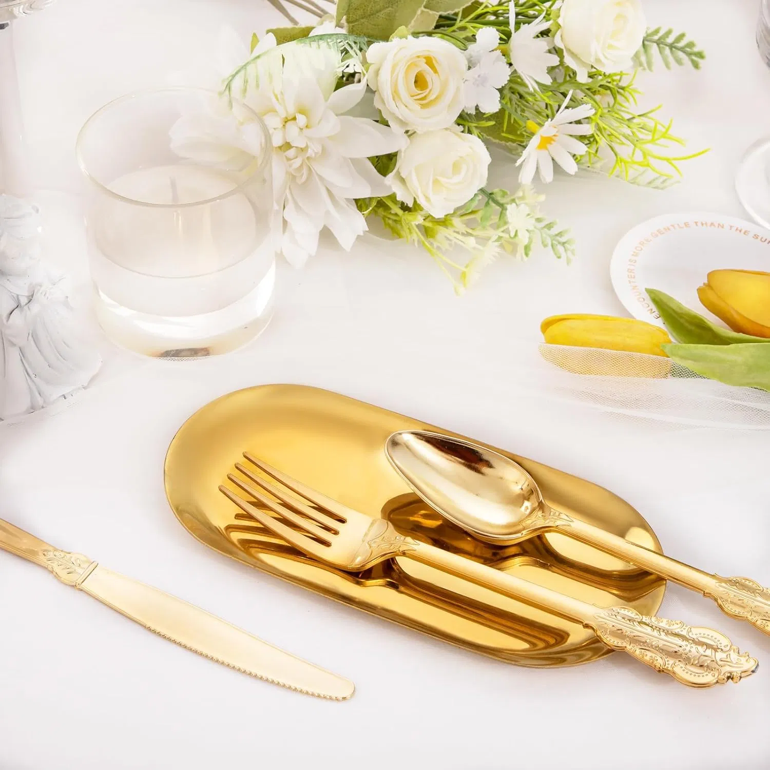 Elegant Premium Gold Disposable Cutlery Set for Events