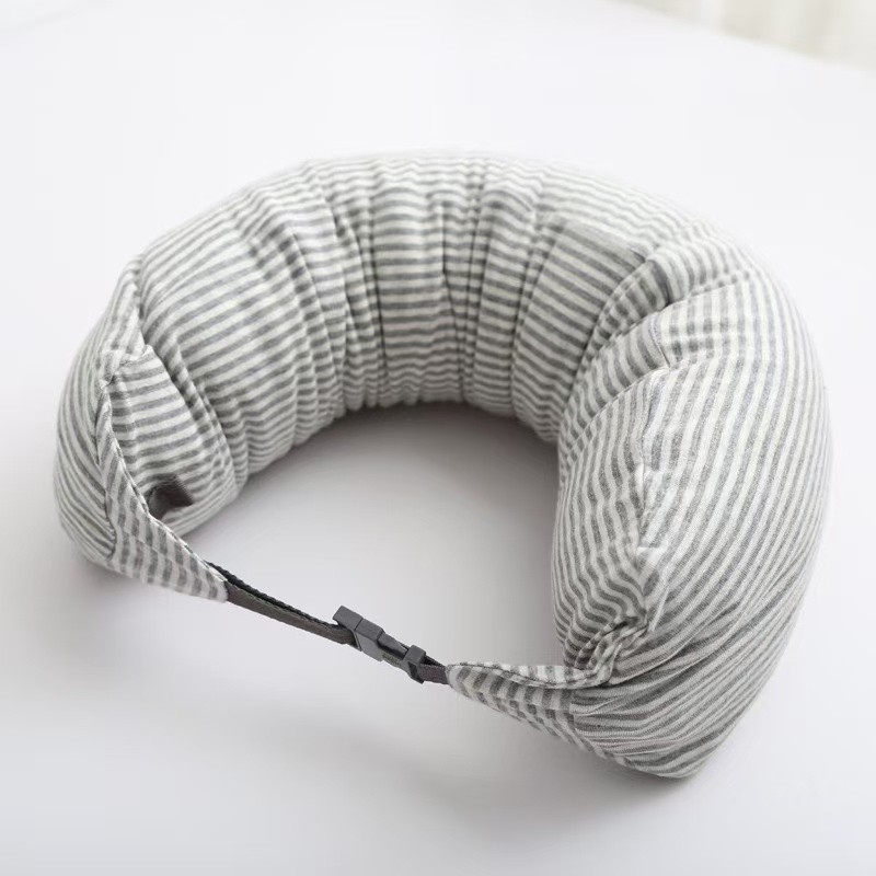 U-Shaped Pillow with Latex Grain Filling Quality Neck Support Pillow for Airplane Black Foam Travel Neck