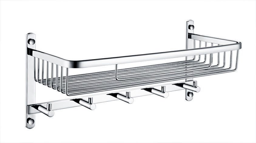 Bathroom Accessories Double Layer Bathroom Organizer Basket Towel Hook