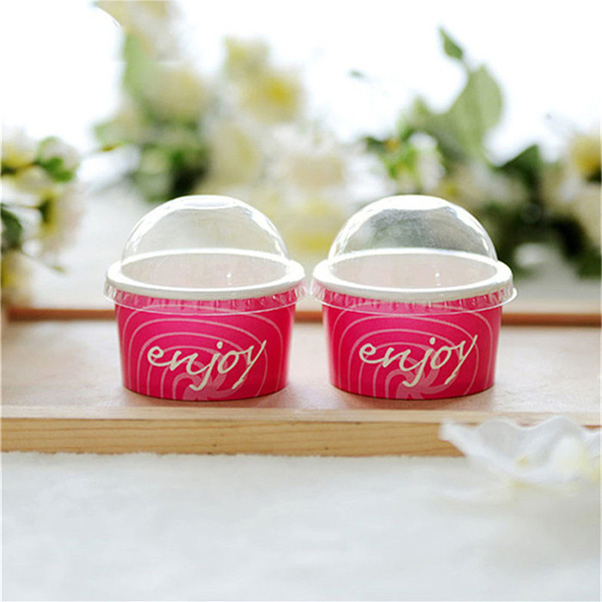 Custom Printed Highquality Eco-Friendly Disposable PP/PLA Lids Icecream Wholesale Paper Cup