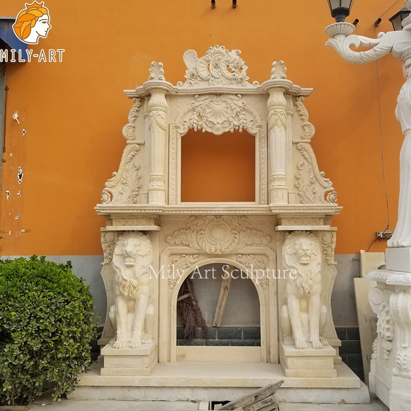 Customized Natural Stone Marble Double-Layer Fireplace for Decoration
