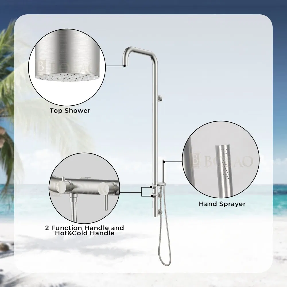 Wall Mounted Outdoor Stainless Steel Shower Pool Swimming Rainfall Outdoor Shower