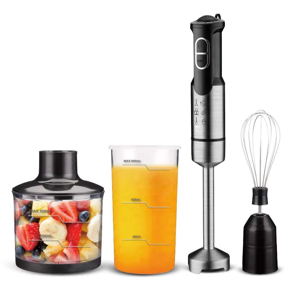 500 Watt 9-Speed Immersion Multi-Purpose Hand Blender Brushed Stainless Steel Finish with Whisk, Milk Frother Attachments, Silver