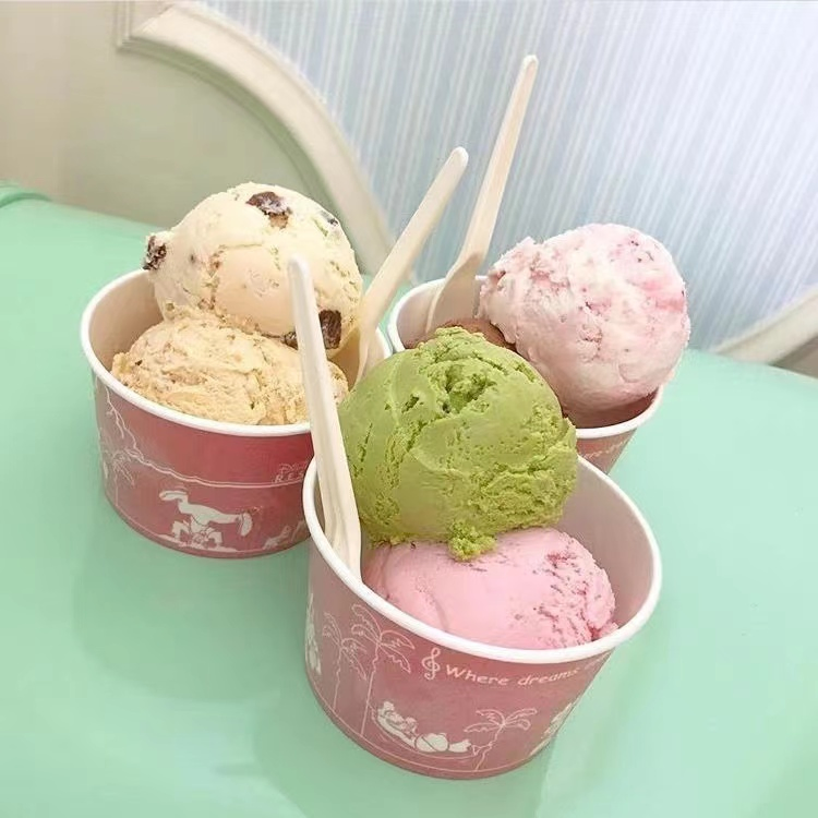 Eco Friendly Biodegrada PE Coating Paper Yogurt Paper Ice Cream Cup Bowl