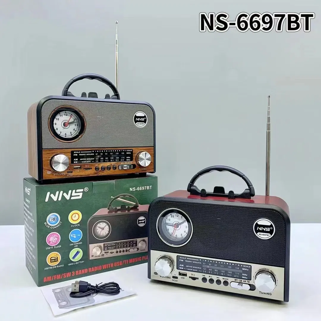 Ретро радио NS-6697BT с Bluetooth и часами