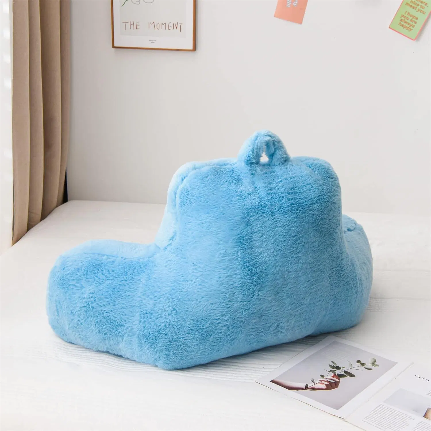 Sofa Reading Pillow Babyblue Backrest Pillow Support for Sitting up in Bed