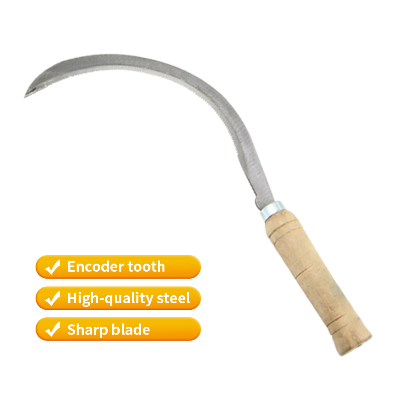 Steel Grass Tooth Gardening Sickle with Wooden Handle on Hot Sale
