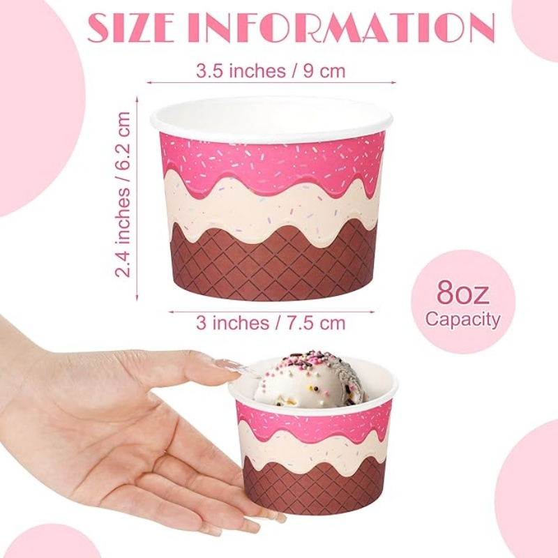Brighthomey Paper Ice Cream Bowl 8 Oz Dessert Bowl