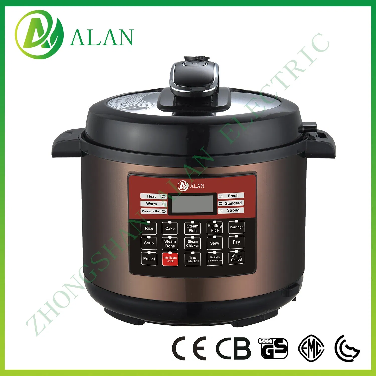 CE/CB/EMC/G-Mark Certificate Big Screen Widely Used Large Zhongshan National Electric Pressure Cooker 4/5/6/8/10/12L