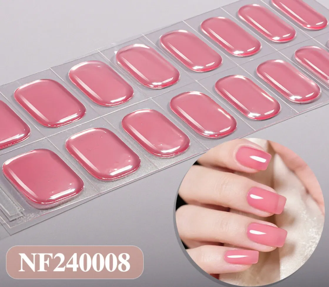 Stamp Line Soild Color Semi Cured UV Gel Polish Nail Non-Toxic Easy-to-Apply Semi-Cured UV Gel Nail Sticker for Nail Art Beauty UV Nail Wrap Nail Sticker
