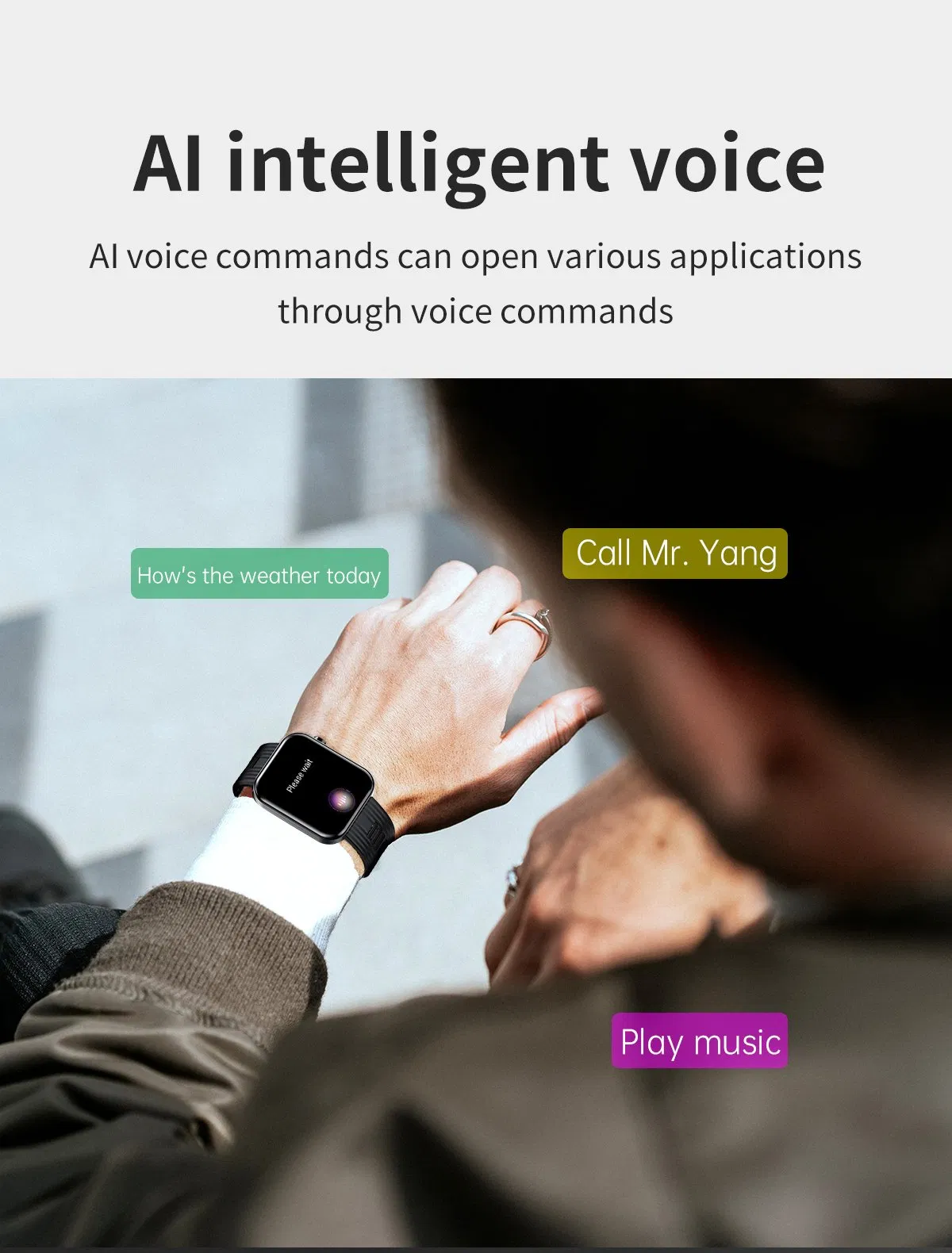 Умный браслет с пульсометром и звонками, 1.96" экран