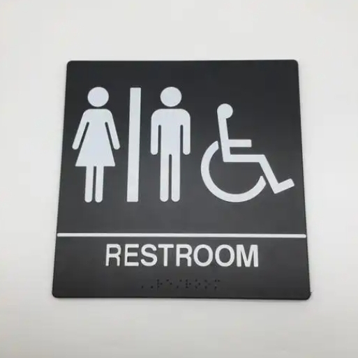 Custom Design Wall-Mounted Braille Guide Sign for Bathroom