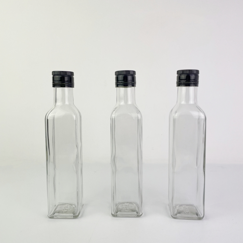 Wholesale Transparent Square Shape Olive Oil Bottle with Cap
