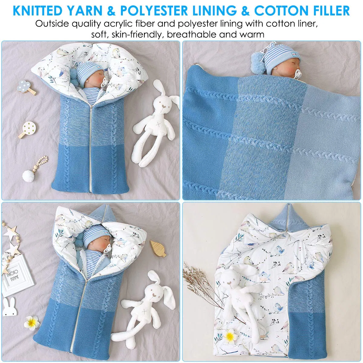 Durable Baby Swaddle Blanket Stroller Wrap Soft Thick Newborn Sleeping Bunting Bag
