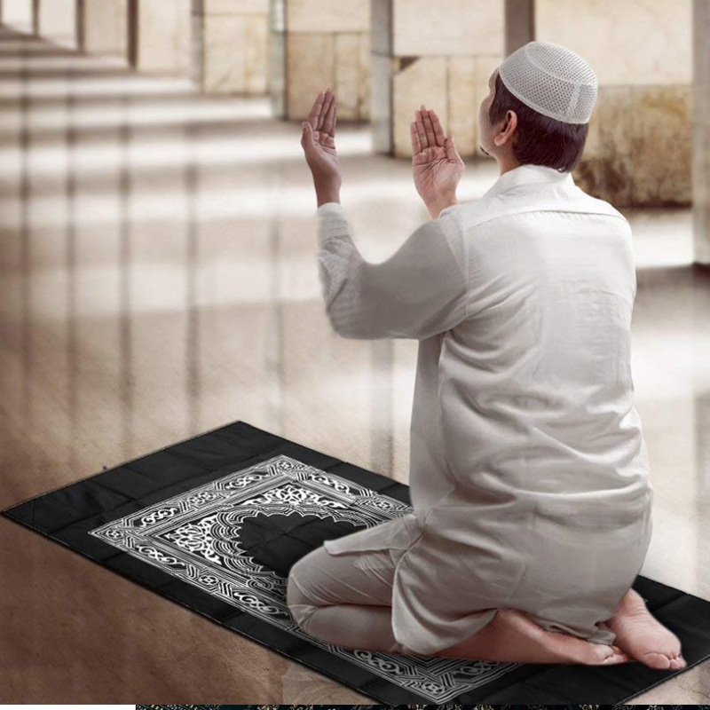 100cm*60cm Multi Color Muslim Compass Prayer Carpet Pray Mat with Ramadan Decoration