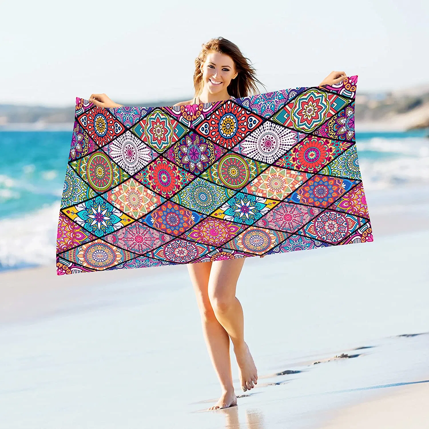 Microfiber Suede RPET Beach Towel Printed Quick Drying Recycled Beach Towels