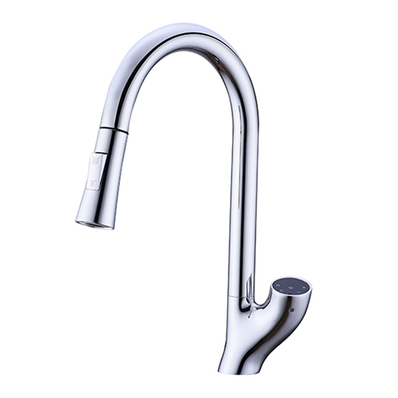 Chromed Brass Sink Mixer Sensor Flexible Kitchen Tap with Pull out Sprayer