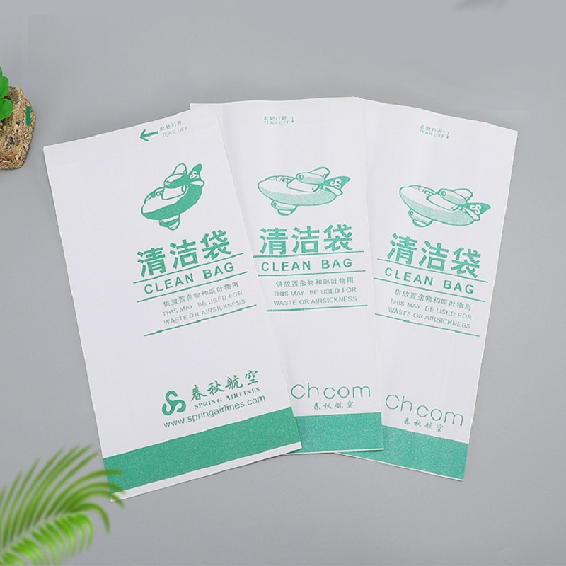 Wholesale Custom Disposable Waterproof White Kraft Paper Air Sickness Bag