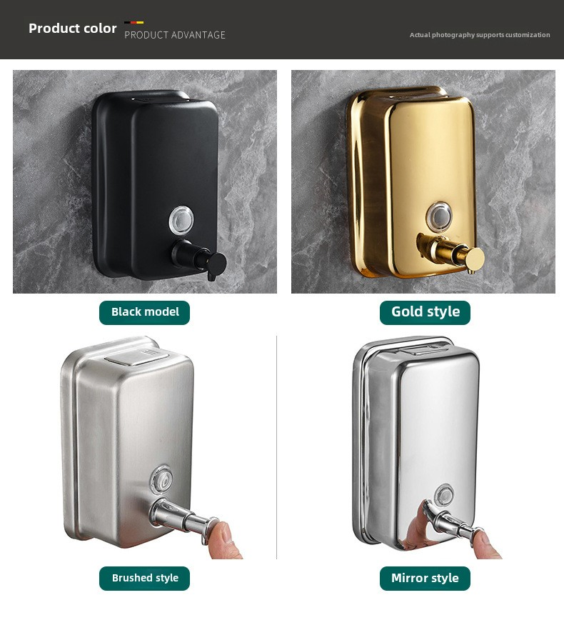 Minimalist 304 Stainless Steel Bathroom Soap Dispenser Wall-Mounted Manual Shower Gel Bottle