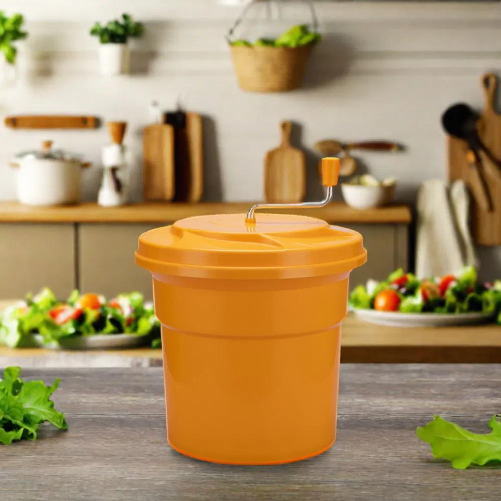 12L/2.5 Gallons Salad Spinner Large Manual Lettuce Dryer Plastic Vegetable Dryer for Restaurant&Canteen