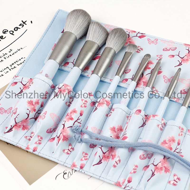 Easy to Clean Sakura Style 8PCS Professional Makeup Brush Cosmetic Brush Set with Synthetic Hair